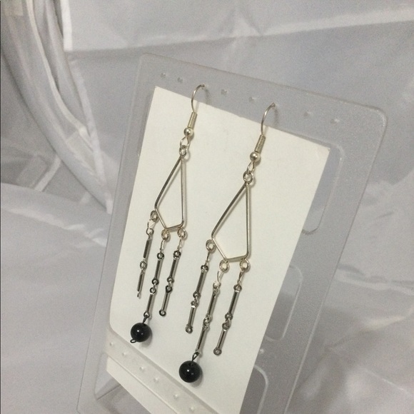 Vintage Silver & Black Elegant Dangle Wires - Picture 6 of 9